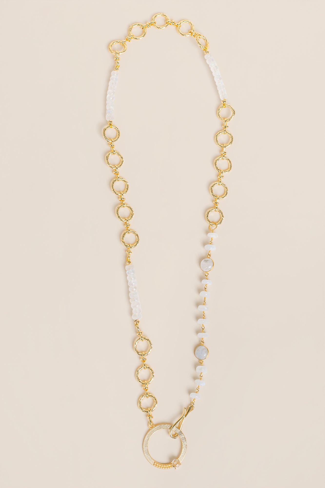 Chunky Moonstone Gold Ring Necklace