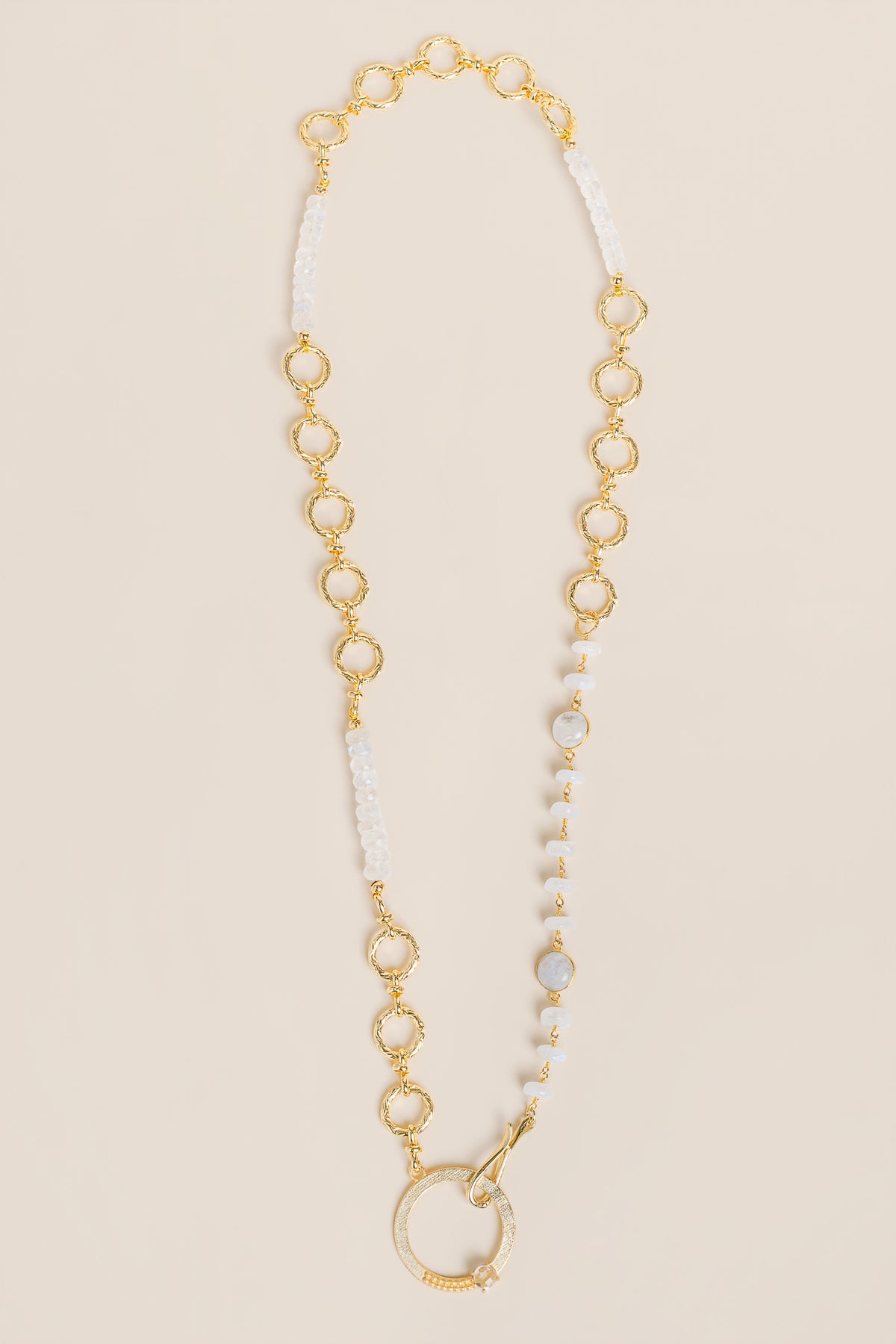 Chunky Moonstone Gold Ring Necklace