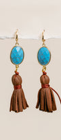 Suede Turquoise Tassel Earrings