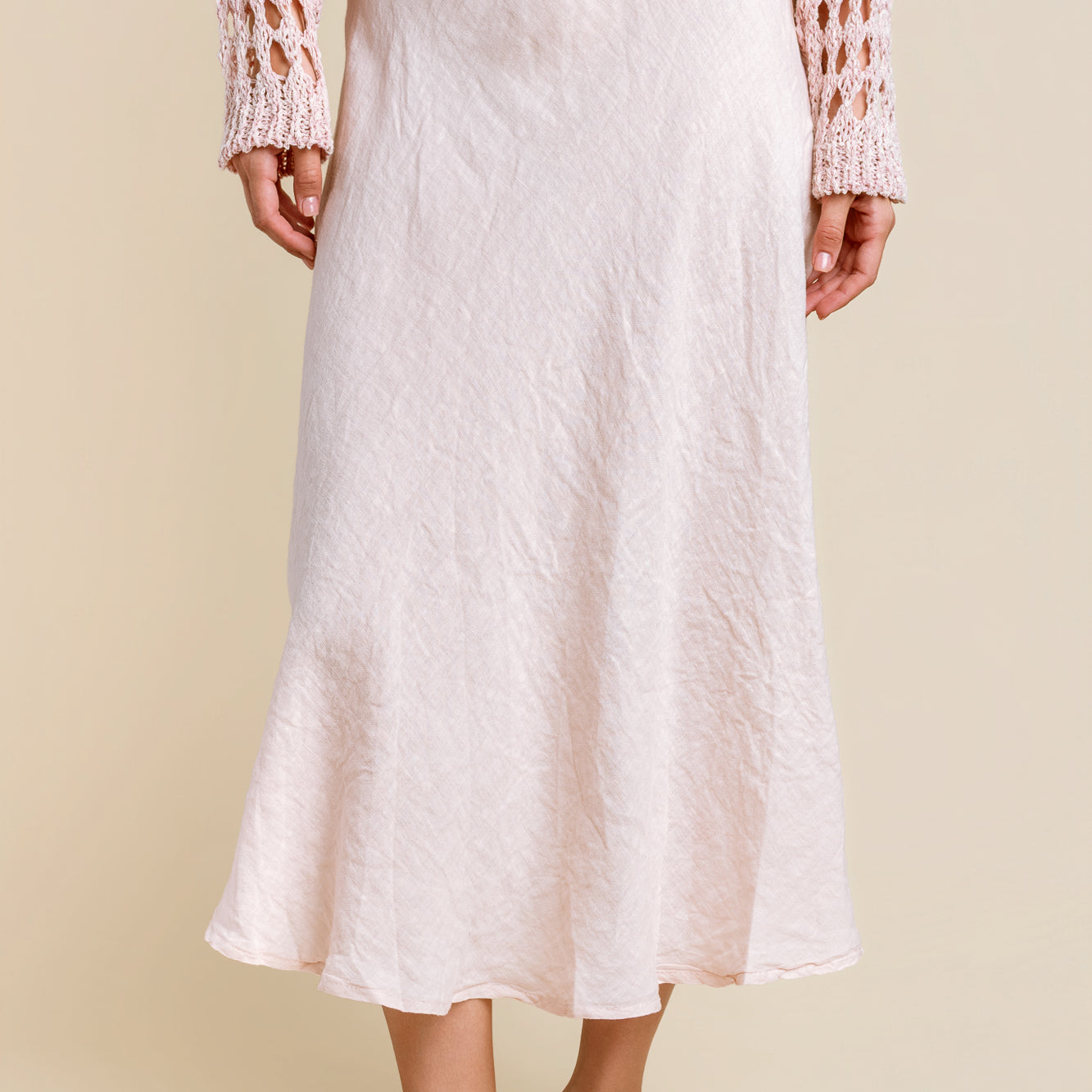 Crinkle Linen Midi Skirt