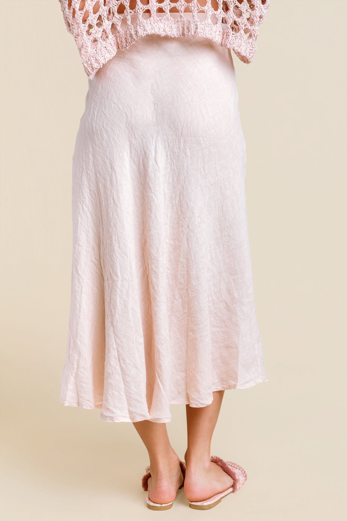 Crinkle Linen Midi Skirt