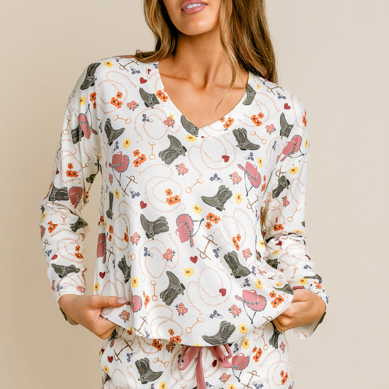 Saddle Up V Neck Top