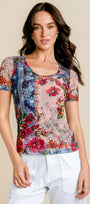 Short Sleeve Scoop Neck Mesh Tee