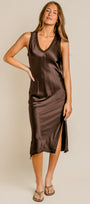Randi V-Neck Satin Midi