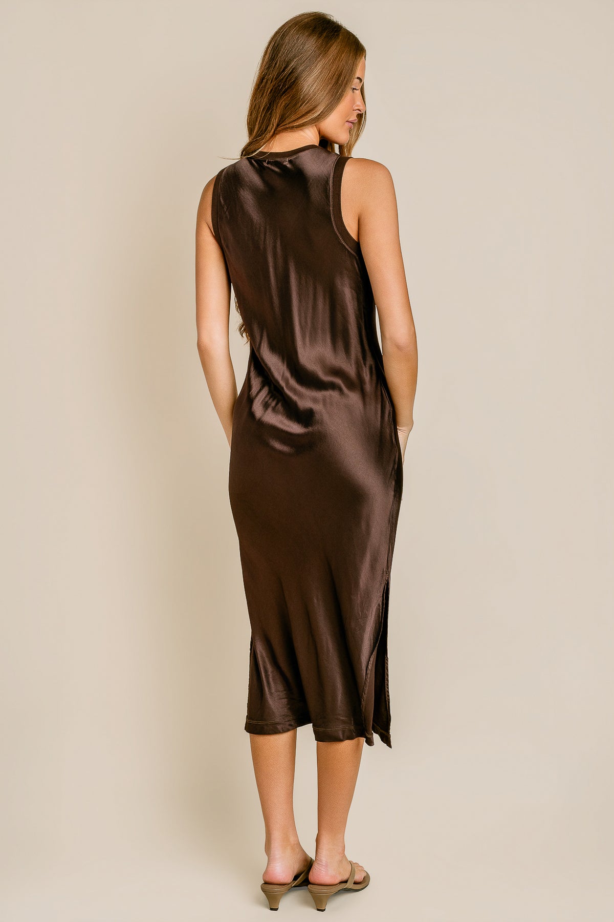 Randi V-Neck Satin Midi