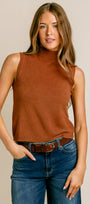 Italian Knit Sleeveless Mock Top
