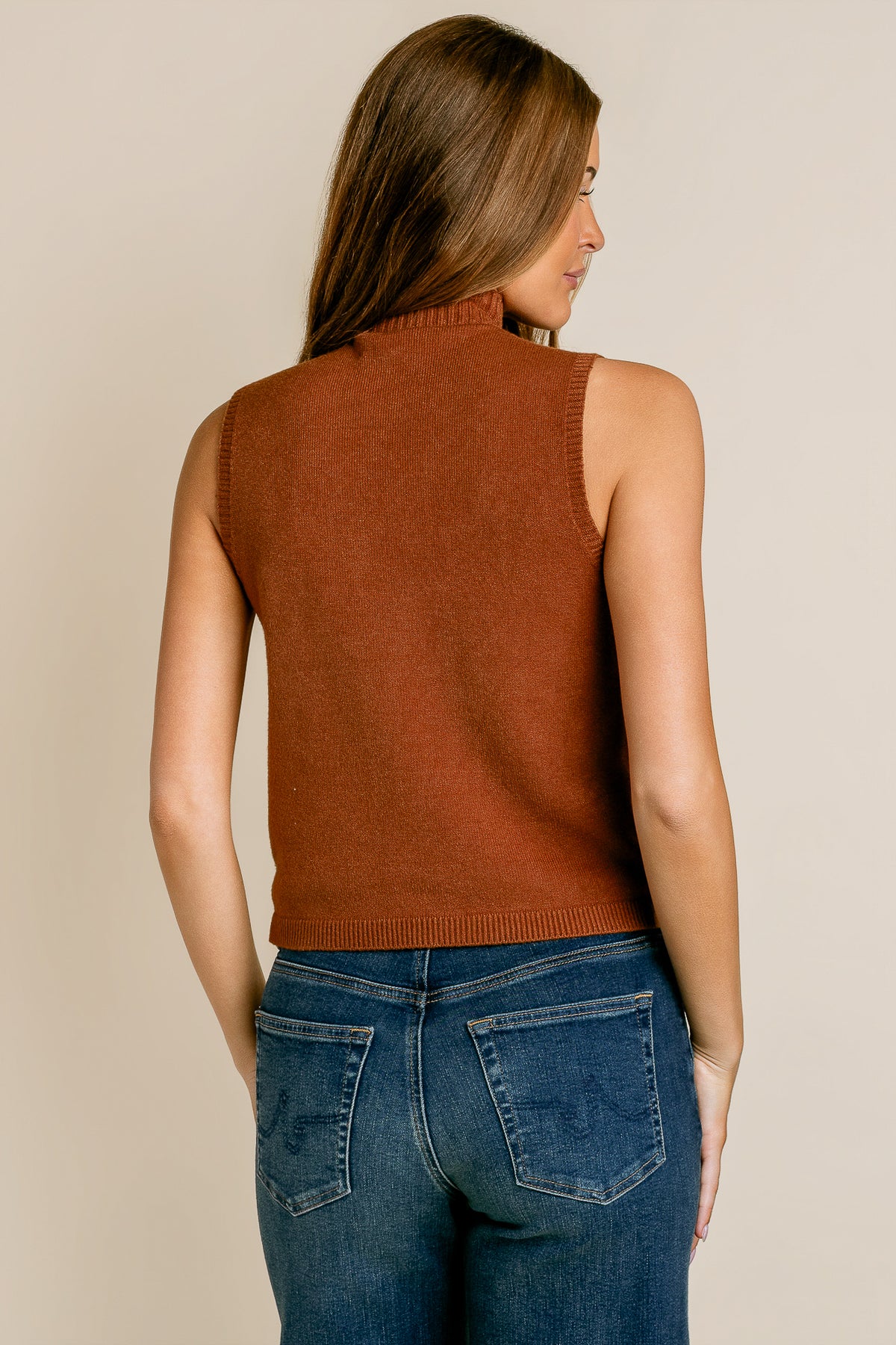 Italian Knit Sleeveless Mock Top