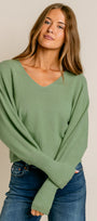Bubble Sleeve V-Neck Sweater