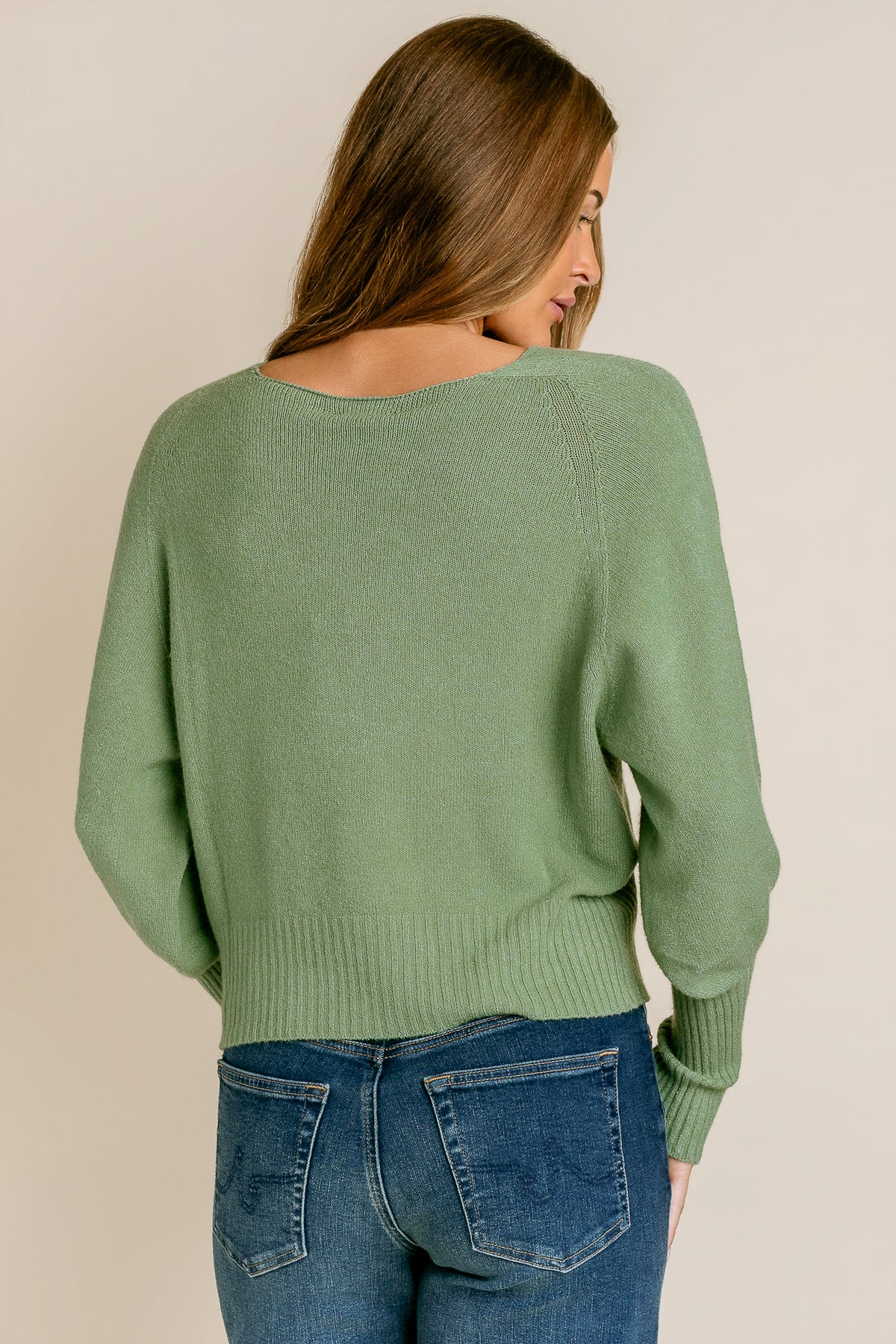 Bubble Sleeve V-Neck Sweater