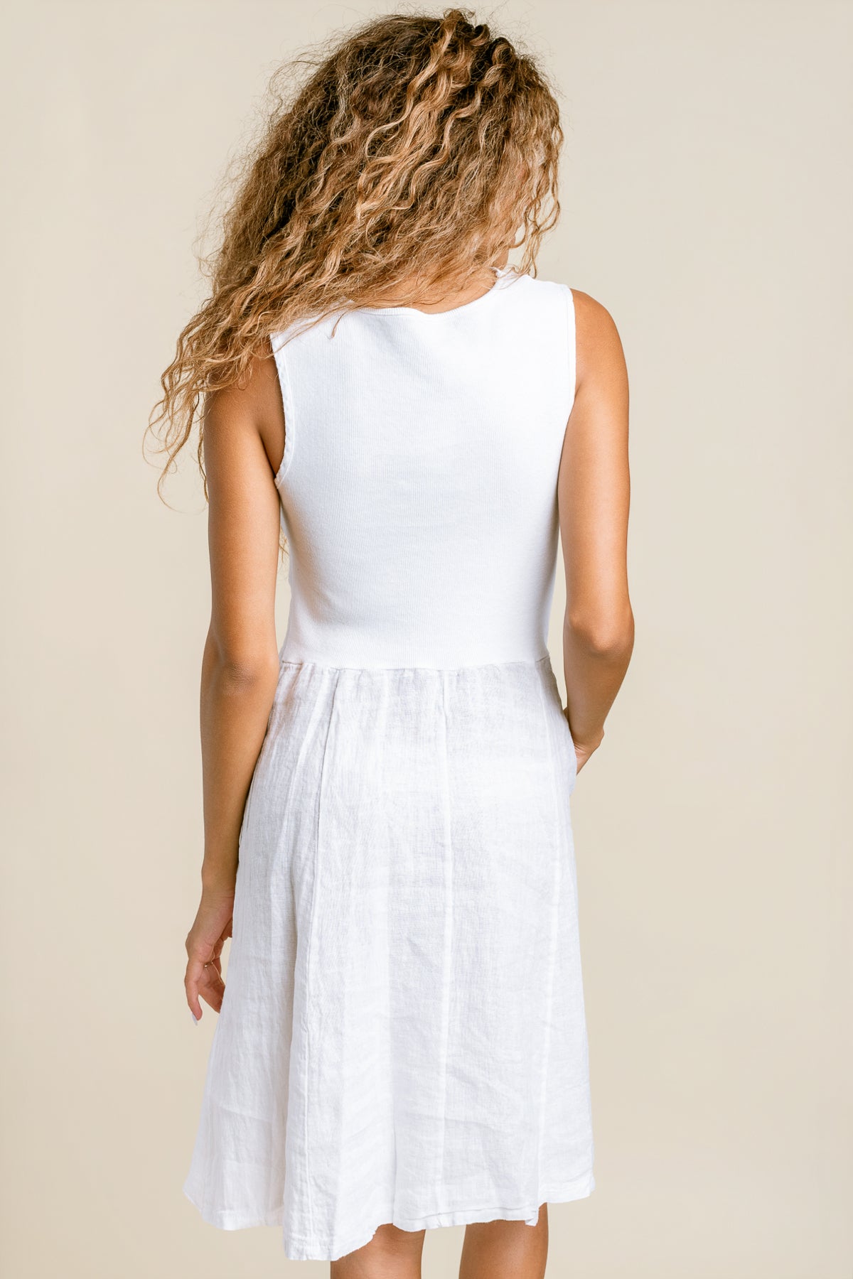 Linen V Neck Dress
