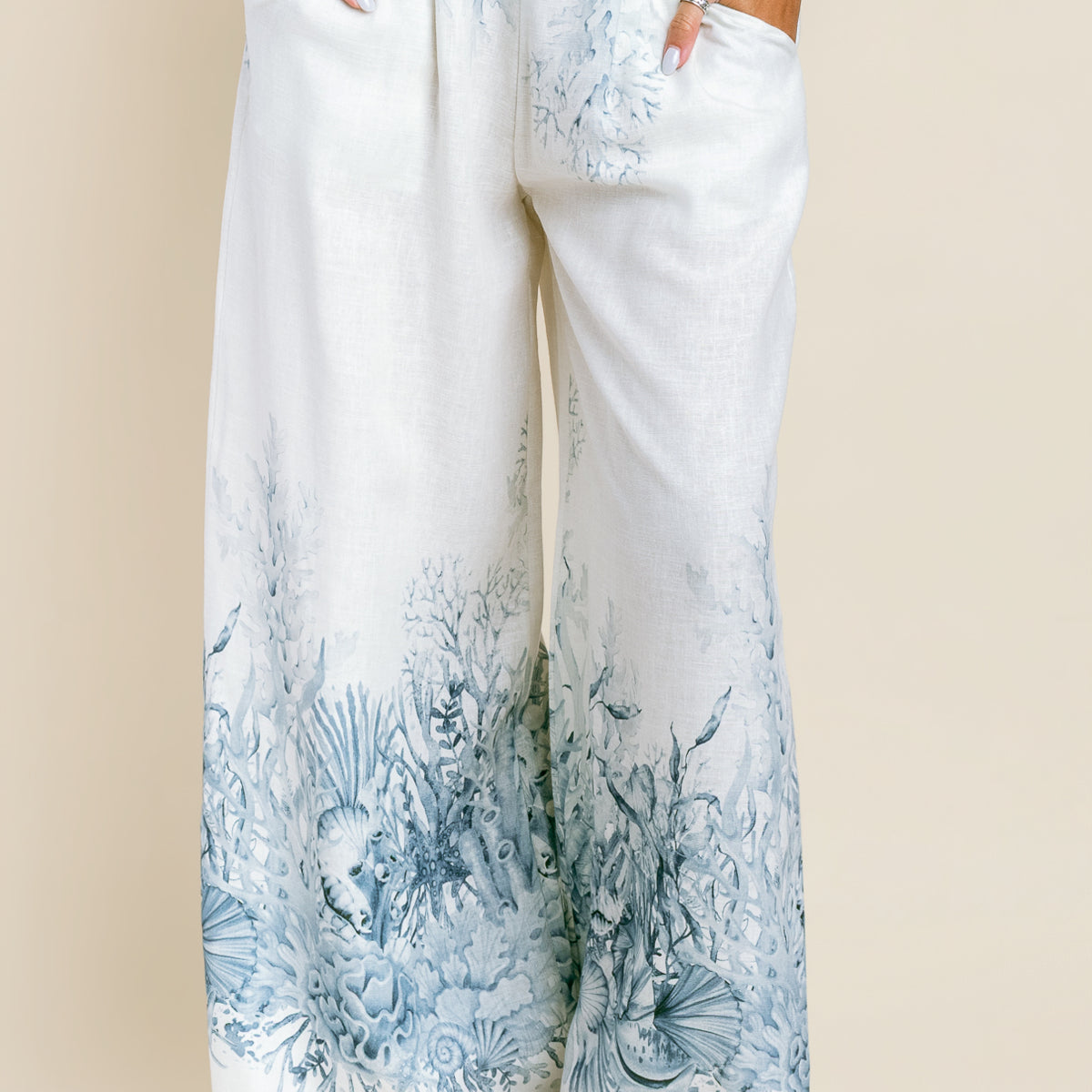 Coral Reef Print Wide Leg Pant