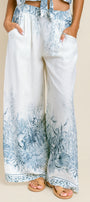 Coral Reef Print Wide Leg Pant