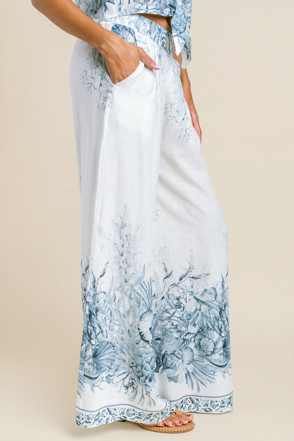 Milio Milano Coral Reef Print Wide Leg Pant
