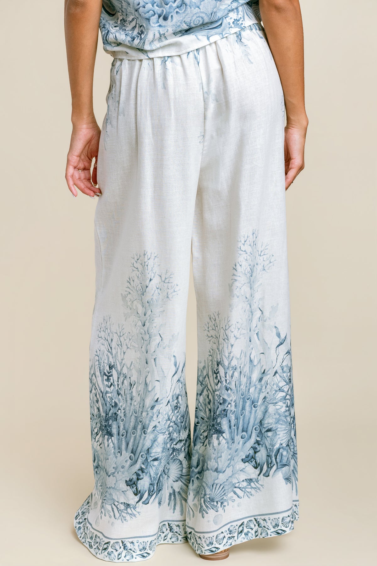 Coral Reef Print Wide Leg Pant