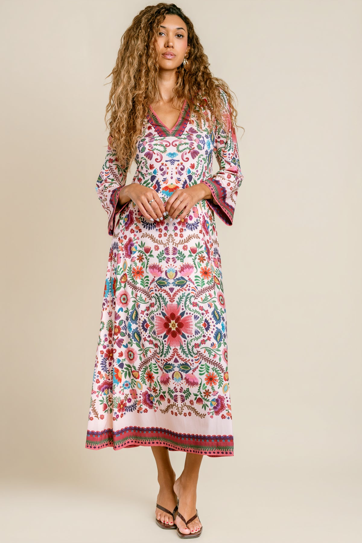 Hale Bob V Neck Caftan Dress