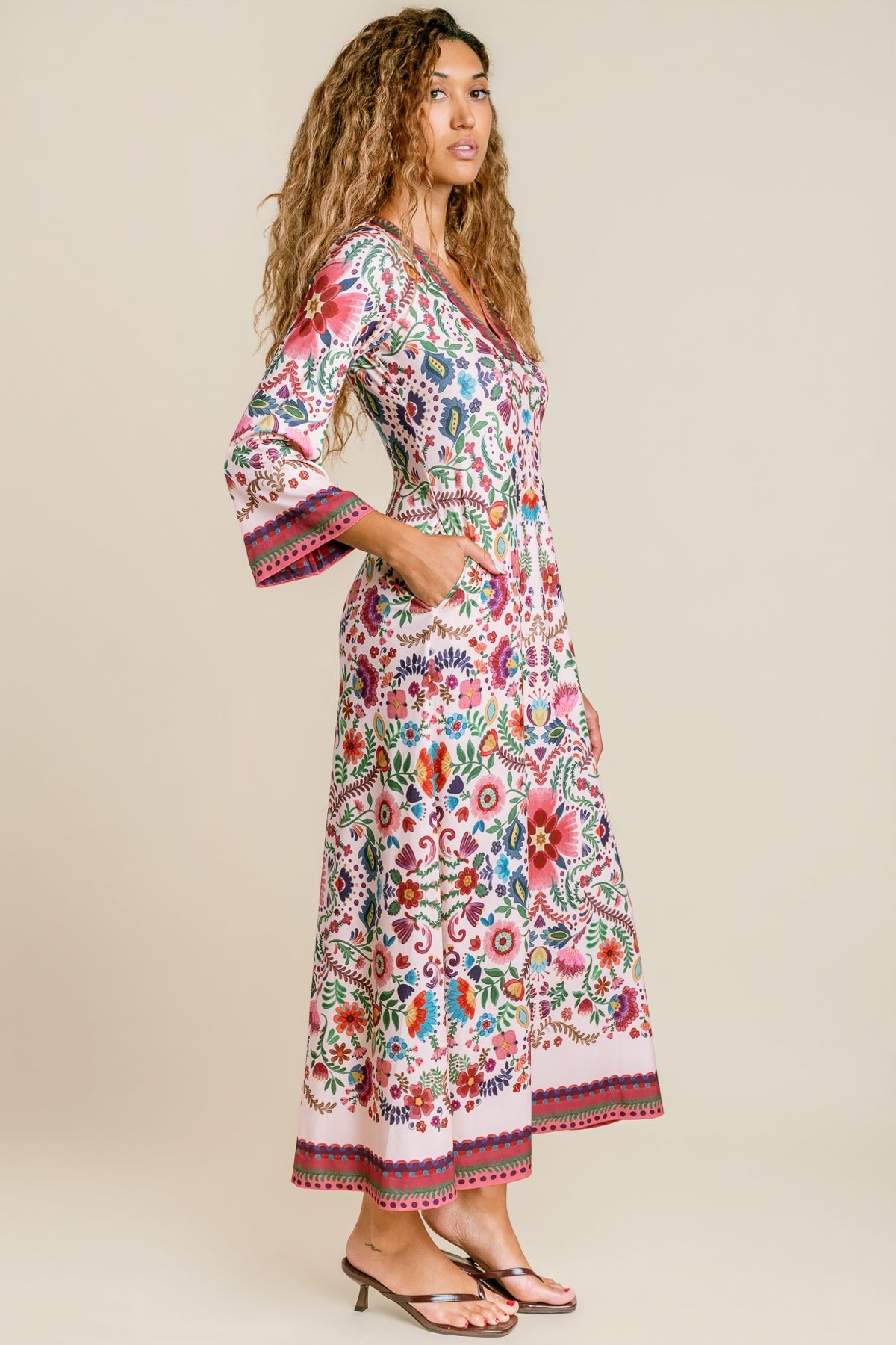 V Neck Caftan Dress
