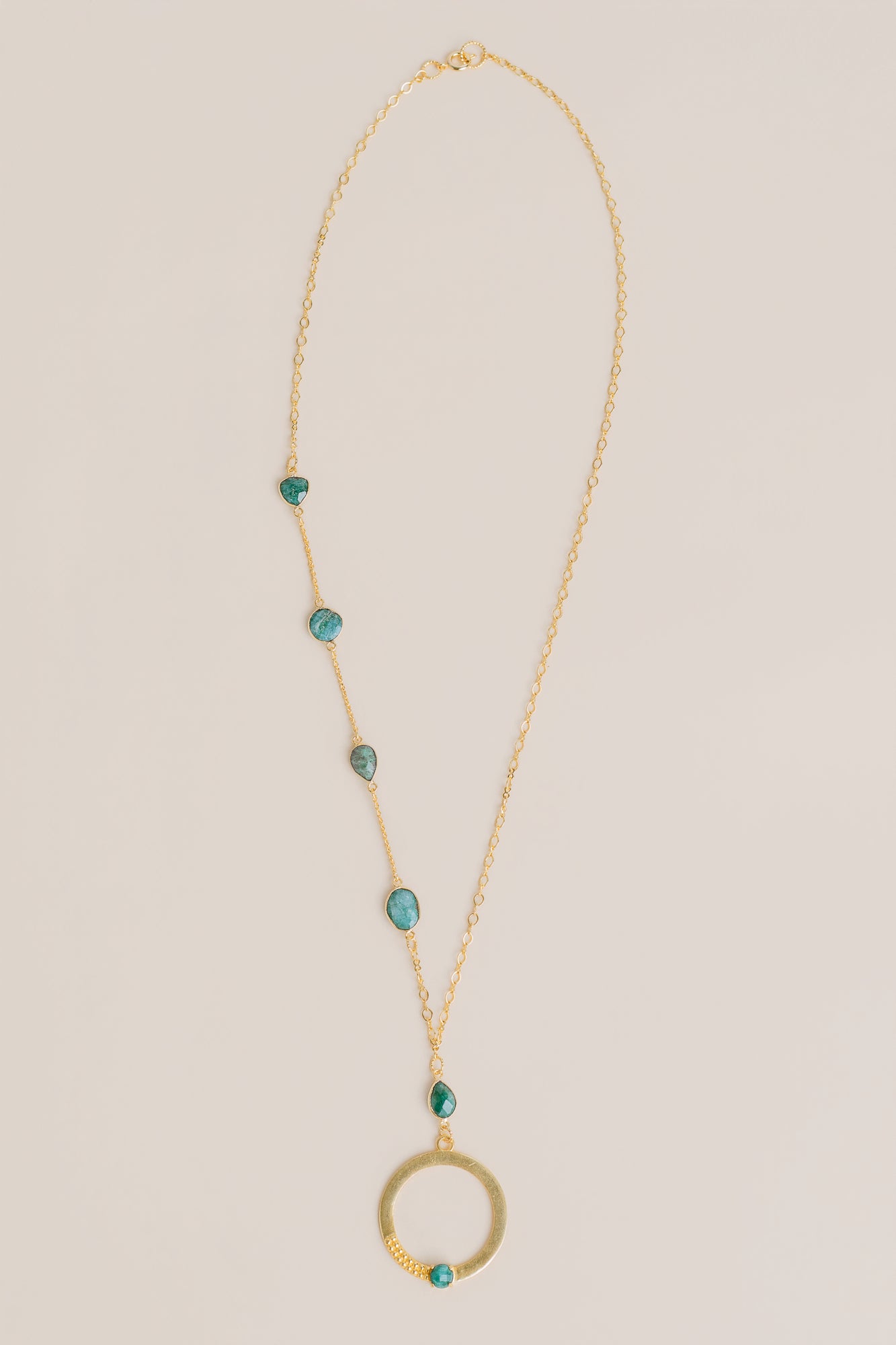Sherwood Bridge Diamonds Raw Emerald Necklace