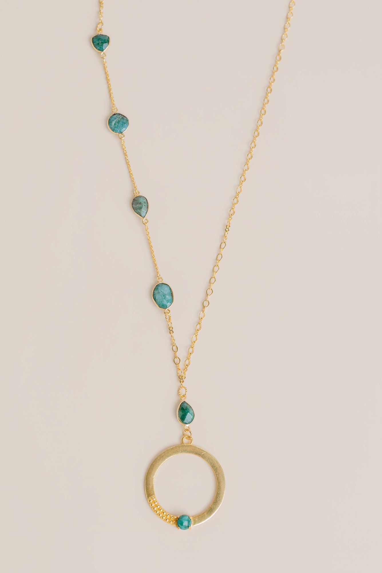 Sherwood Bridge Diamonds Raw Emerald Necklace