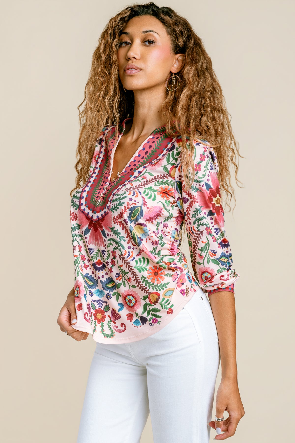 Matte Jersey V Neck Top
