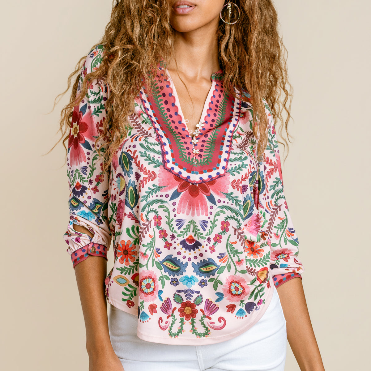 Matte Jersey V Neck Top