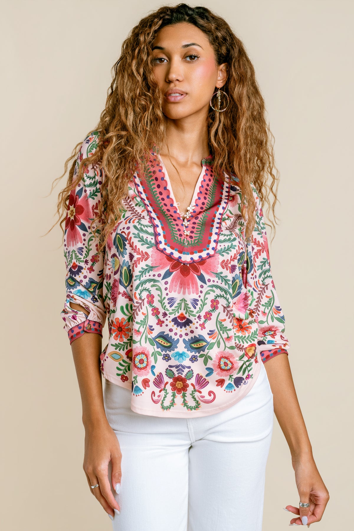 Matte Jersey V Neck Top