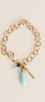 Peace Labradorite Flower Charm Chain Bracelet