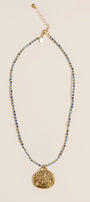 Lisa Marie Jewelry Running Horse Pendant, Lapis, Gold Beads