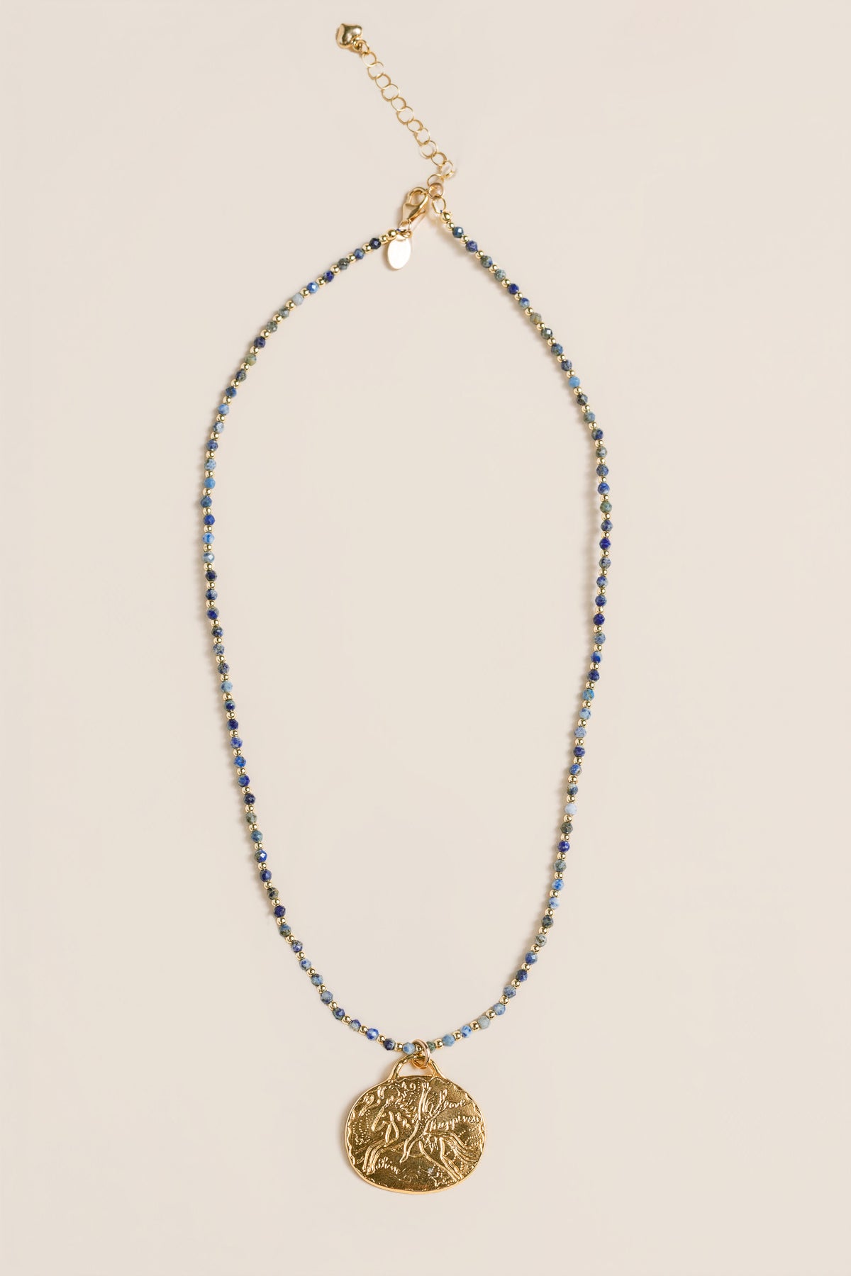 Lisa Marie Jewelry Running Horse Pendant, Lapis, Gold Beads