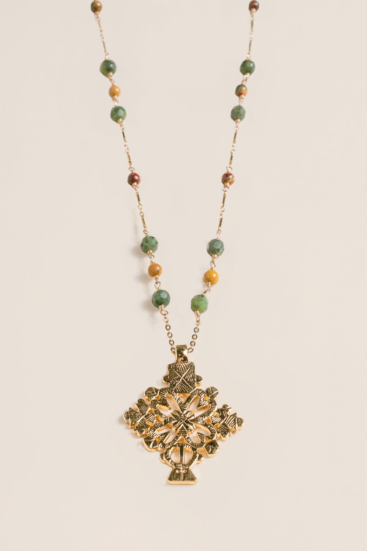 Lisa Marie Jewelry Emerald, Onyx, Jasper Long Necklace