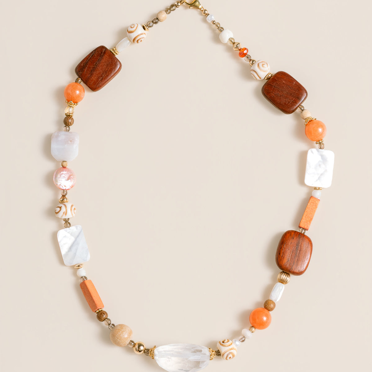 Lisa Marie Jewelry Mother Of Pearl, Jade, Carnelian, Crystal, Quartz Short Necklace