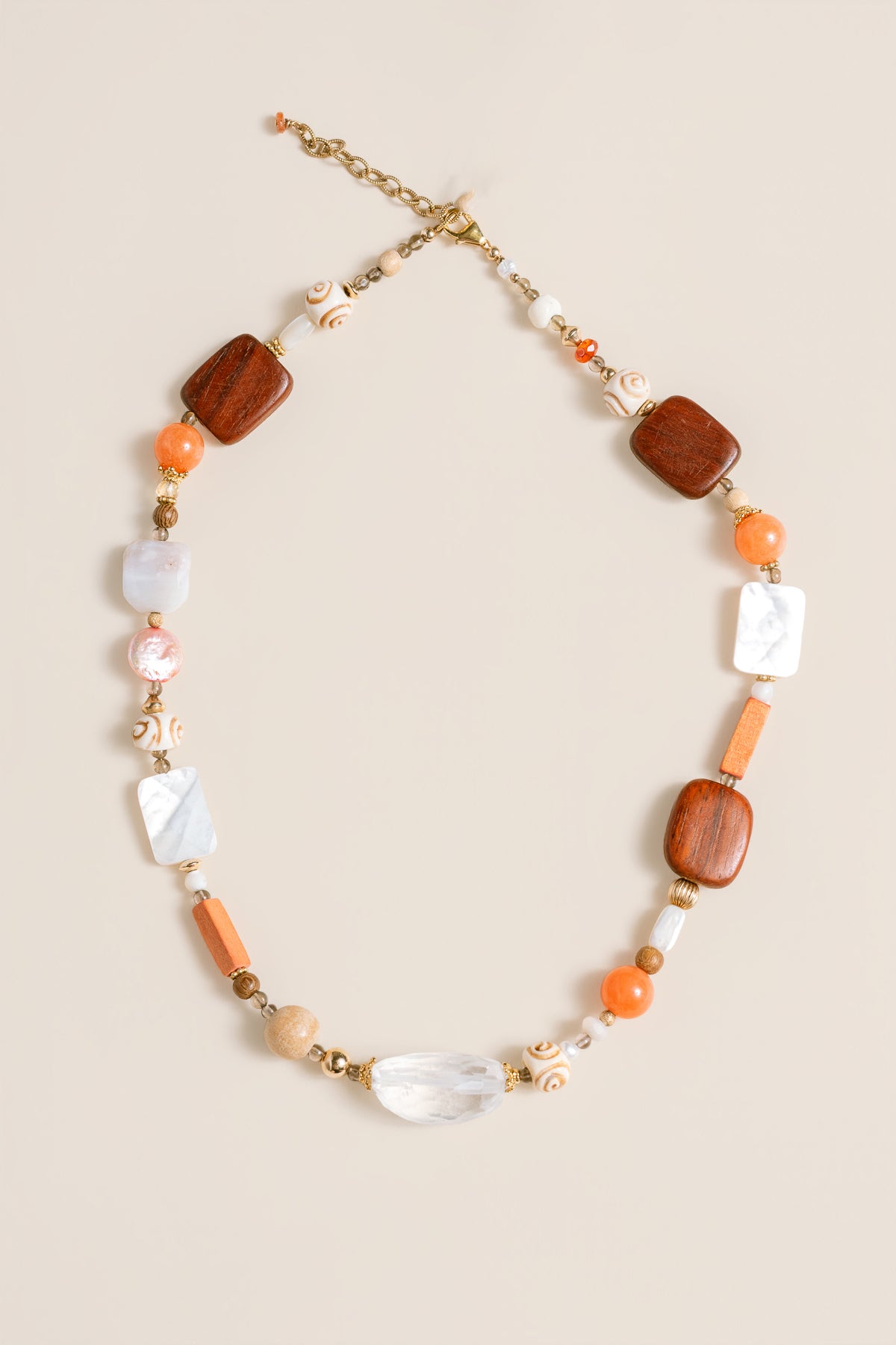 Lisa Marie Jewelry Mother Of Pearl, Jade, Carnelian, Crystal, Quartz Short Necklace