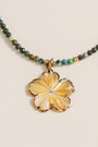 Lisa Marie Jewelry Mother of Pearl Flower, Turquoise Short Necklace