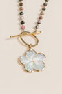 Lisa Marie Jewelry Mother of Pearl Flower, Rhodochrosite Short Necklace
