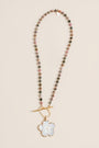 Lisa Marie Jewelry Mother of Pearl Flower, Rhodochrosite Short Necklace