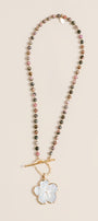 Lisa Marie Jewelry Mother of Pearl Flower, Rhodochrosite Short Necklace