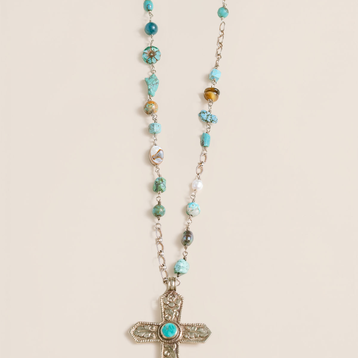 Lisa Marie Jewelry Turquoise, Abalone, MOP, Citrine Long Necklace