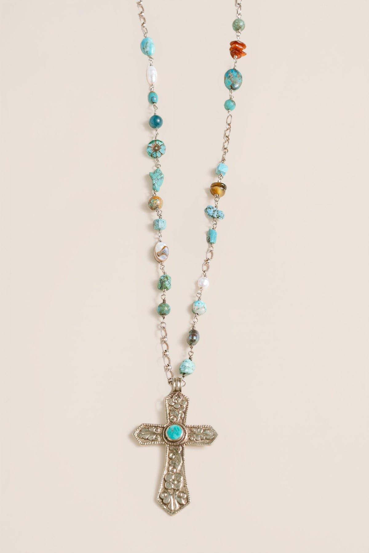 Lisa Marie Jewelry Turquoise, Abalone, MOP, Citrine Long Necklace