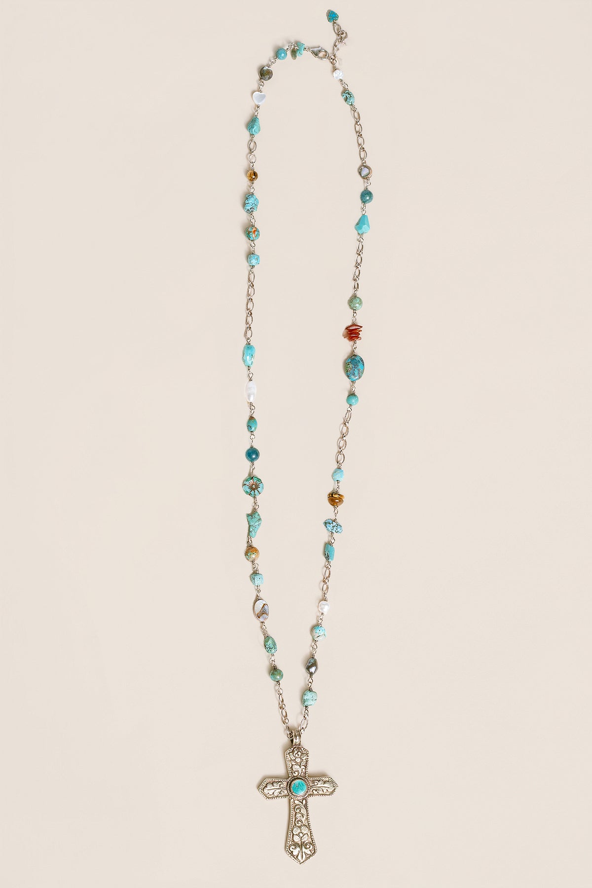 Lisa Marie Jewelry Turquoise, Abalone, MOP, Citrine Long Necklace