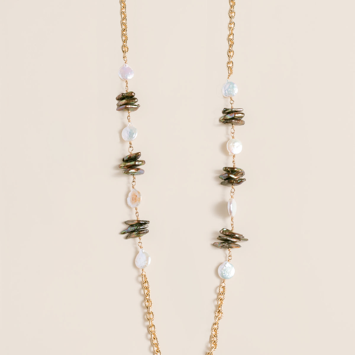 Lisa Marie Jewelry Coin Pearls Long Necklace