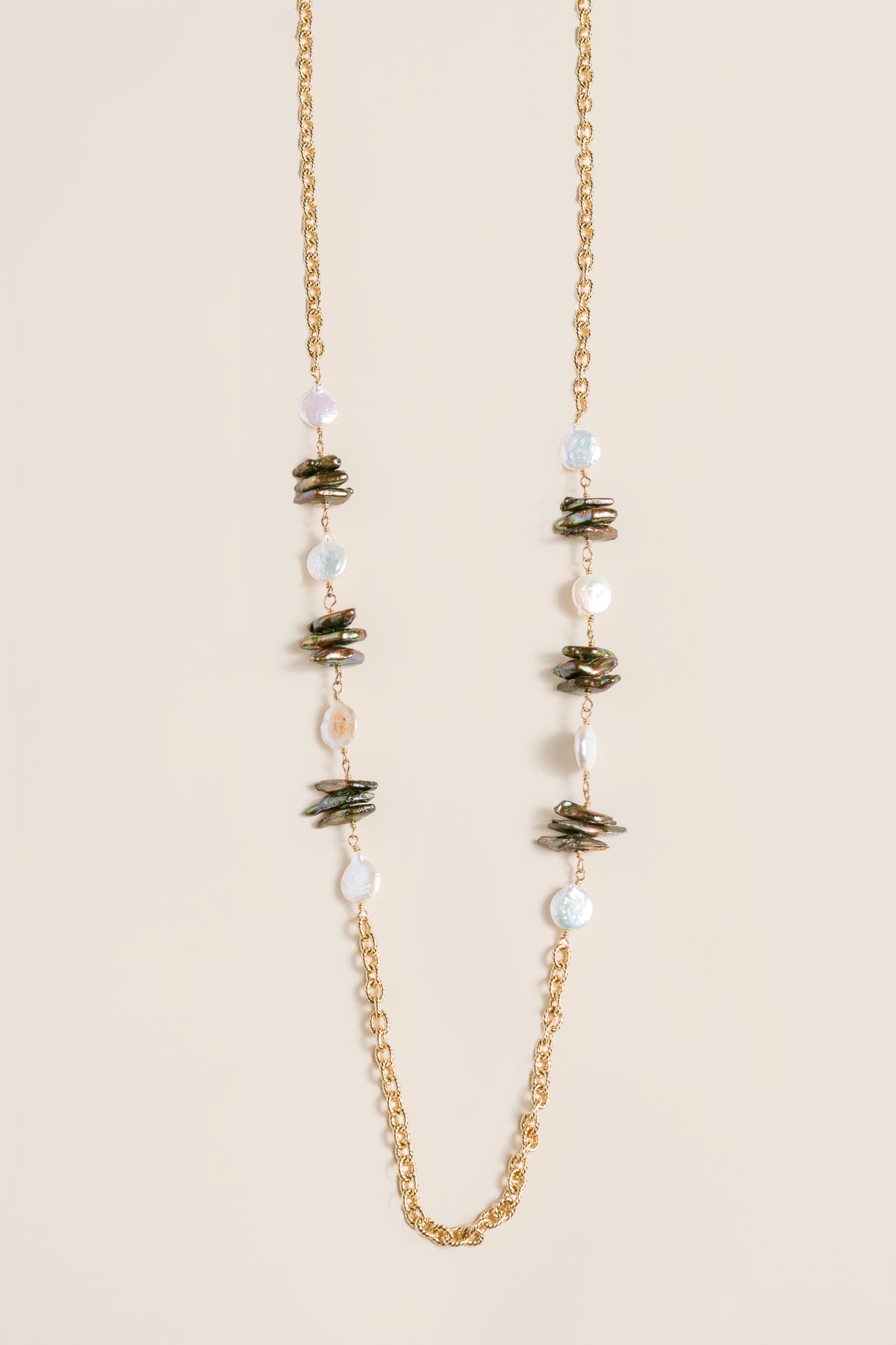 Lisa Marie Jewelry Coin Pearls Long Necklace
