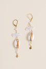 Lisa Marie Jewelry Shell, Biwa Pearls, Gold Disc Earring