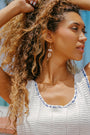 Lisa Marie Jewelry Shell, Biwa Pearls, Gold Disc Earring