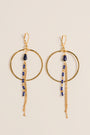 Lisa Marie Jewelry Hoops, Lapis, Dangling Chains
