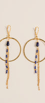 Lisa Marie Jewelry Hoops, Lapis, Dangling Chains
