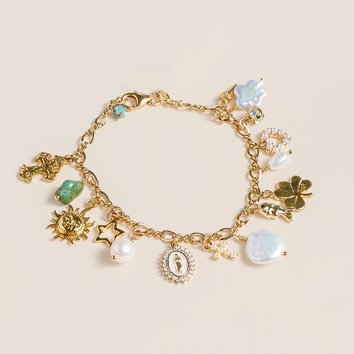 Lisa Marie Jewelry Charms, Pearls, Turquoise Bracelet