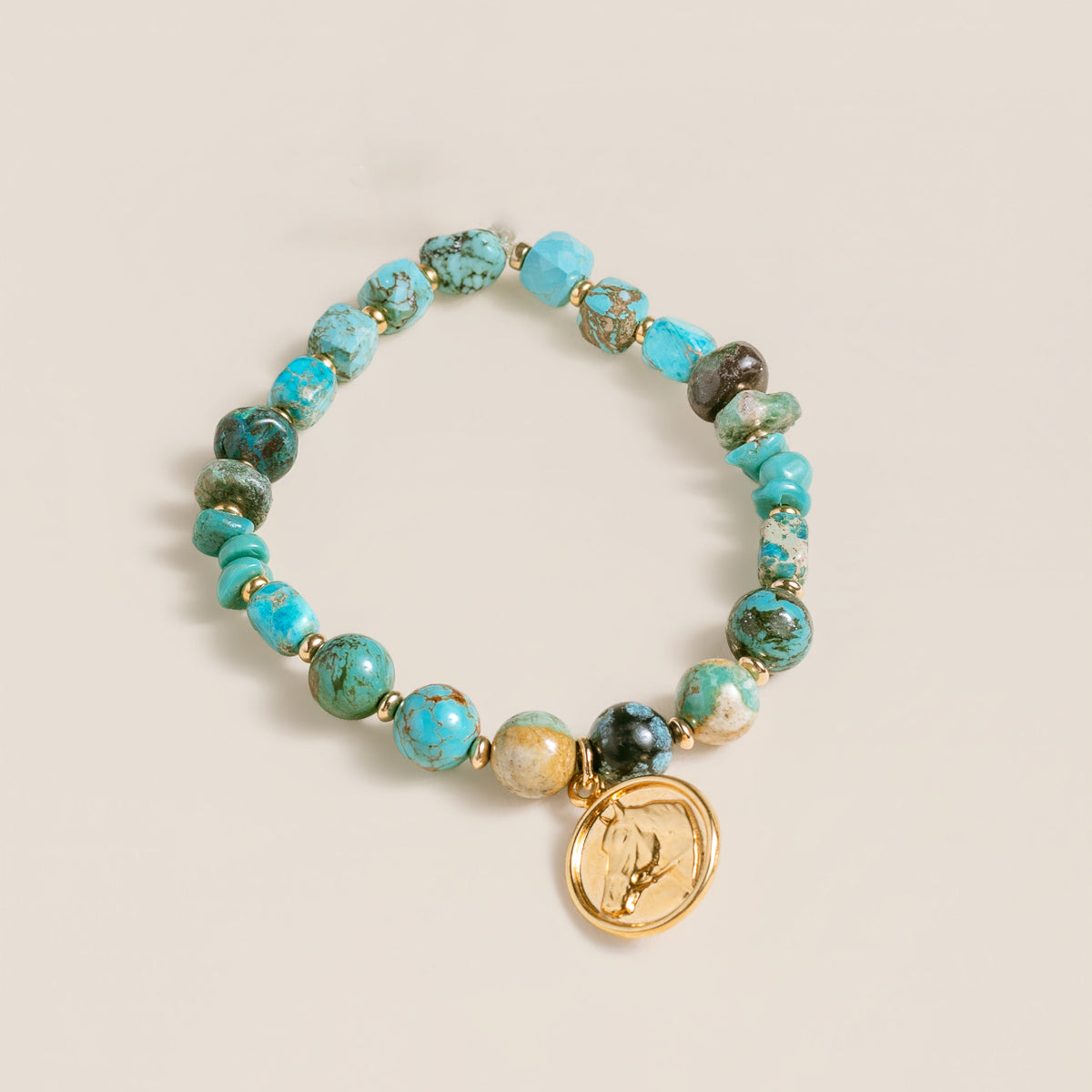 Lisa Marie Jewelry Stretchy Turquoise Horse Charm Bracelet