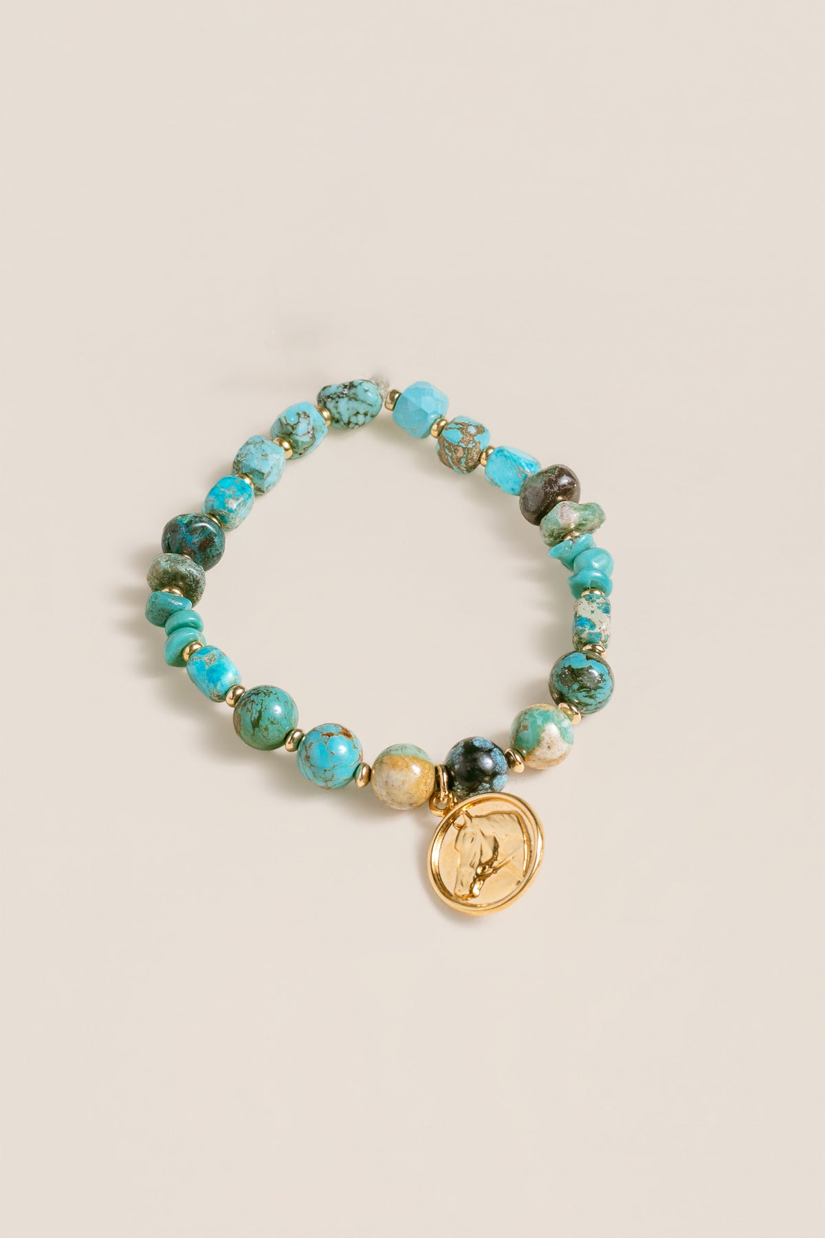Lisa Marie Jewelry Stretchy Turquoise Horse Charm Bracelet
