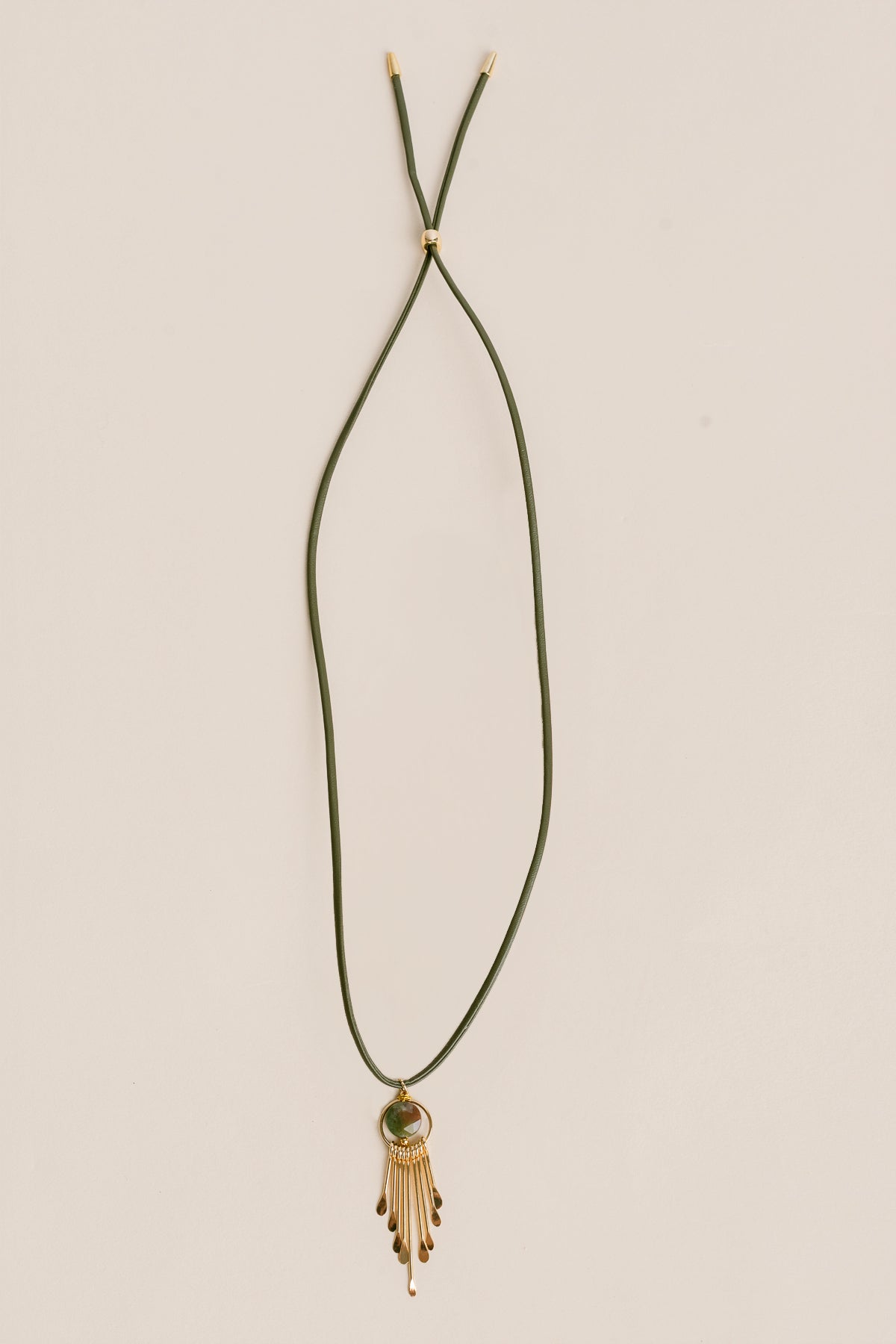 Leather Green Necklace