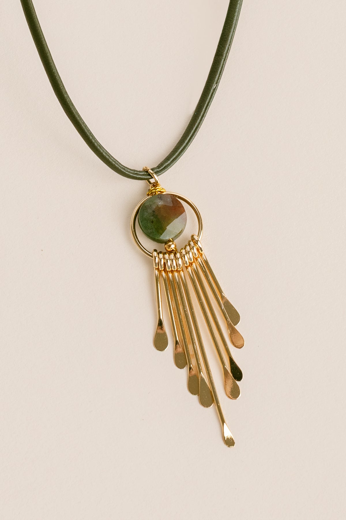 Leather Green Necklace