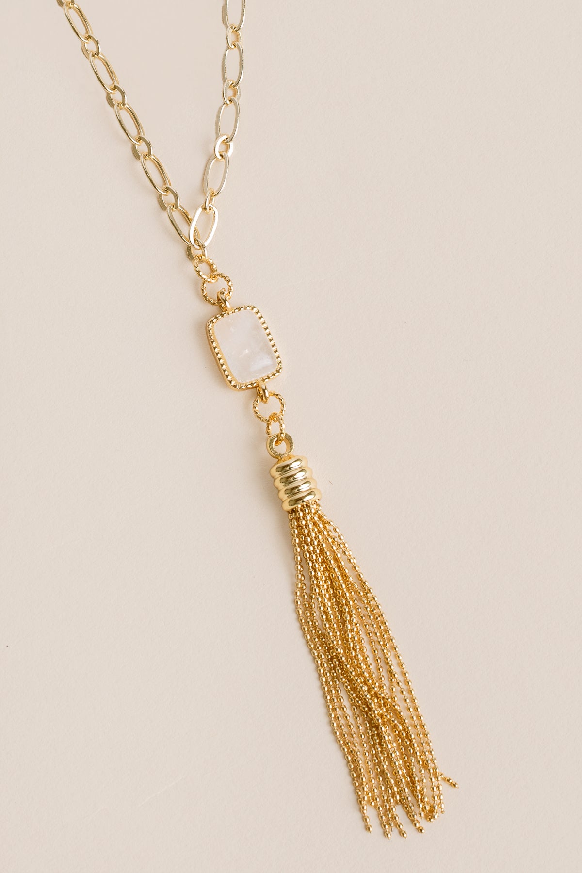 Moonstone Tassel Necklace